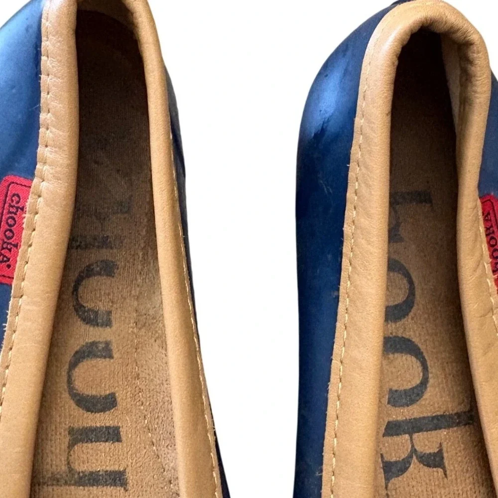 Chooka Navy Blue Duck Skimmer Flats Women's Size 8 Rubber Rain Shoes Slip On